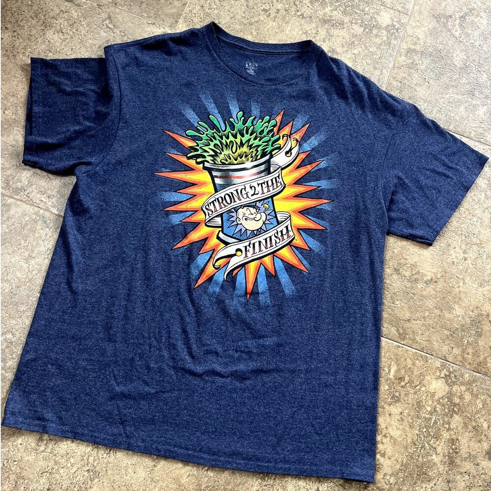Popeye Blue Crewneck Short Sleeve T-Shirt, Men's XL